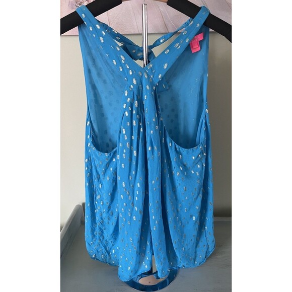 Lily Pulitzer Rori Halter Top Cumulus Blue Metallic Sleeveless Size Large - Picture 1 of 5